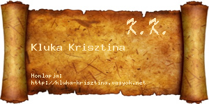 Kluka Krisztina névjegykártya